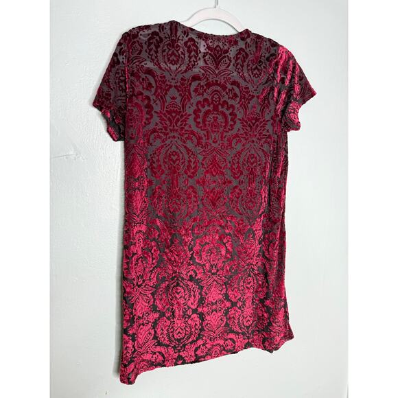 Lucy in the sky red and black velour floral mini dress - Picture 6 of 6